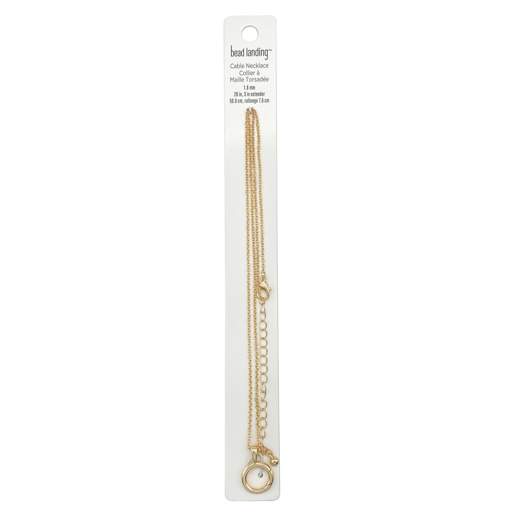 Gold Cable Necklace with Circle Charm Holder by Bead Landing™